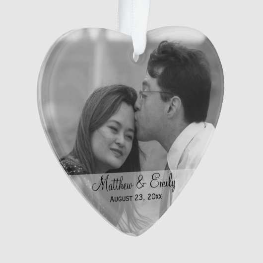 婚約パーソナライズされたま結婚たはフォトオーナメント オーナメント (正面)