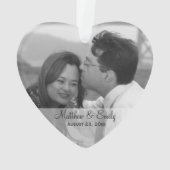 婚約パーソナライズされたま結婚たはフォトオーナメント オーナメント (裏面)