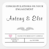 婚約パーソナライズされたキャンドルギフト スクエアシール (正面)