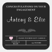 婚約パーソナライズされたキャンドルギフト スクエアシール (正面)