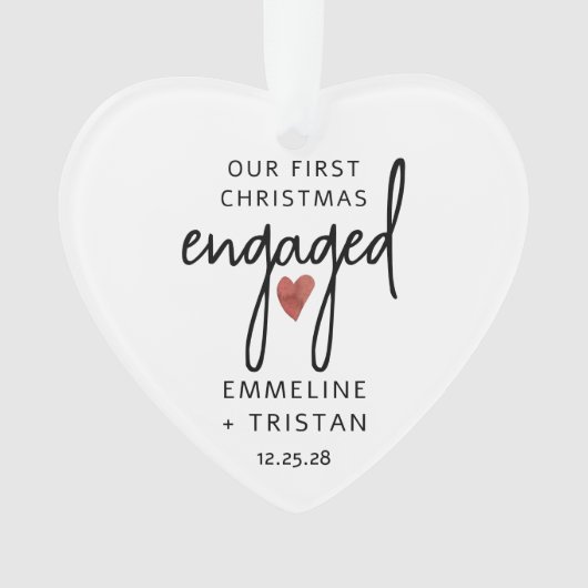 婚約パーソナライズされたクリスマスアクリルオーナメント オーナメント (正面)