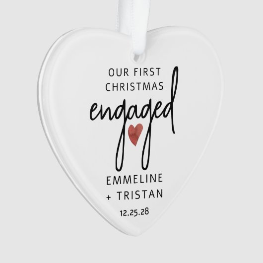 婚約パーソナライズされたクリスマスアクリルオーナメント オーナメント (正面)