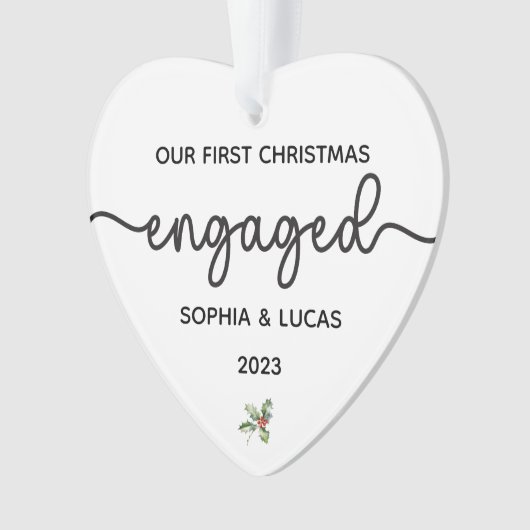 婚約パーソナライズされたクリスマスキープサケ オーナメント (正面)