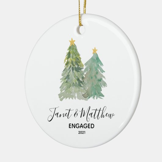 婚約パーソナライズされたクリスマスプレゼントオーナメント セラミックオーナメント (左)