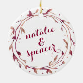 婚約パーソナライズされた記念 |水彩 セラミックオーナメント (裏面)