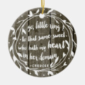 婚約パーソナライズされた記念 |素朴ヴィンテージ セラミックオーナメント (正面)