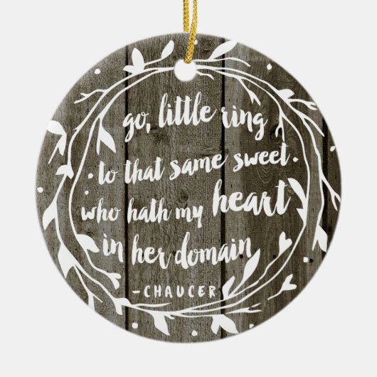婚約パーソナライズされた記念 |素朴ヴィンテージ セラミックオーナメント (正面)