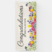 婚約パーティおめでとう山花 横断幕 (縦)