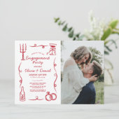 婚約パーティお洒落手描き写フランスの真 招待状 (スタンド正面)