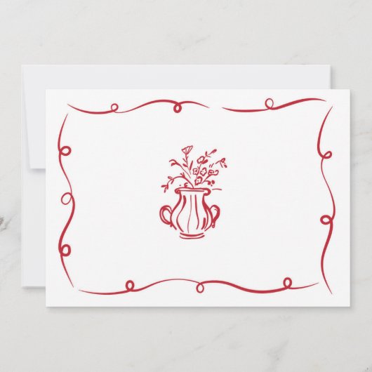 婚約パーティお洒落手描き写フランスの真 招待状 (裏面)