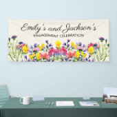 婚約パーティお祝いワイルドフラワーズネーム 横断幕 (トレードショー)
