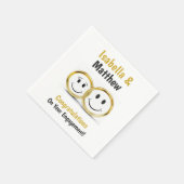 婚約パーティかわいい漫画金ゴールド結婚のリングや輪 スタンダードカクテルナプキン (角)