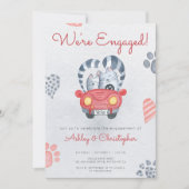 婚約パーティかわいい猫漫画インフォーマルモダン 招待状 (正面)