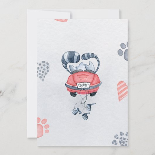 婚約パーティかわいい猫漫画インフォーマルモダン 招待状 (裏面)