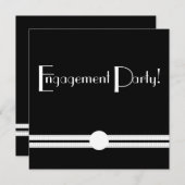 婚約パーティのアールデコの白黒カスタム 招待状 (正面/裏面)