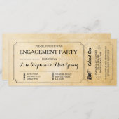 婚約パーティのチケットは素朴な招待をつなぎます 招待状 (正面/裏面)