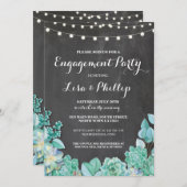 婚約パーティのチョークのシャワーのSucculentsの招待 招待状 (正面/裏面)