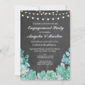 婚約パーティのチョークの花のSucculentsの招待 招待状 (正面)