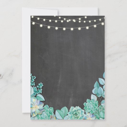 婚約パーティのチョークの花のSucculentsの招待 招待状 (裏面)