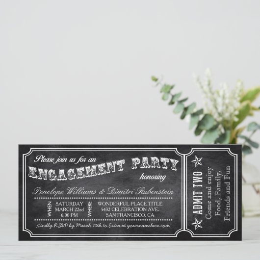 婚約パーティのヴィンテージのチケットの招待状 招待状 (スタンド正面)