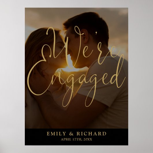 婚約パーティの写真婚約した歓迎のサイン ポスター (正面)