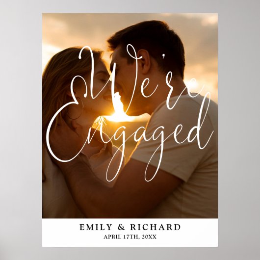 婚約パーティの写真婚約した歓迎のサイン ポスター (正面)