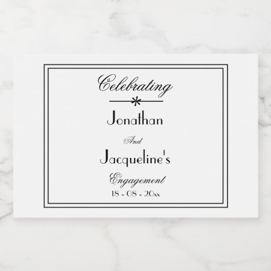 婚約パーティの好意ネームスクリプトかわいいミニ スパークリングワインラベル (シングルラベル)