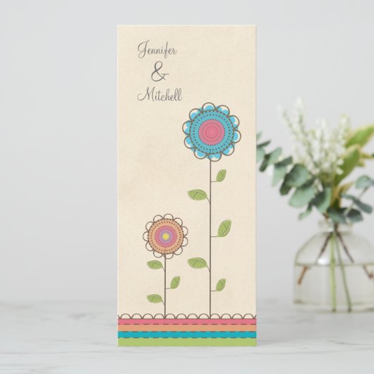 婚約パーティの幸せなカラフルの花の招待状 招待状 (スタンド正面)