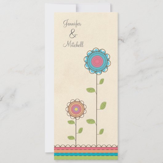 婚約パーティの幸せなカラフルの花の招待状 招待状 (正面)