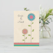 婚約パーティの幸せなカラフルの花の招待状 招待状 (スタンド正面)