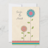 婚約パーティの幸せなカラフルの花の招待状 招待状 (正面)