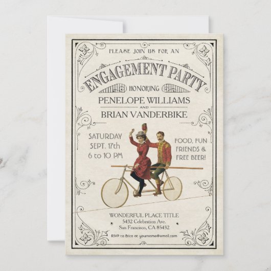 婚約パーティの招待状|のヴィンテージのアンティーク 招待状 (正面)