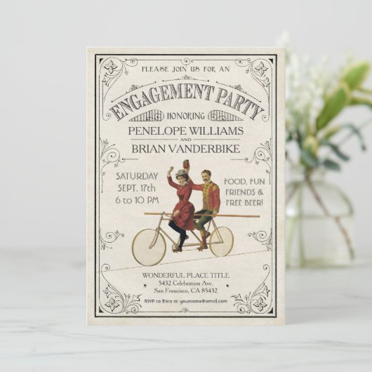 婚約パーティの招待状|のヴィンテージのアンティーク 招待状 (スタンド正面)