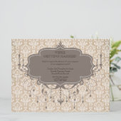 婚約パーティの旧式なシャンデリアの写真の招待 招待状 (スタンド正面)