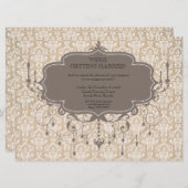 婚約パーティの旧式なシャンデリアの写真の招待 招待状 (正面/裏面)