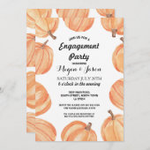 婚約パーティの素朴なカボチャ水彩画の秋 招待状 (正面/裏面)