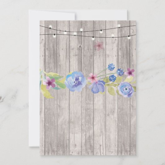 婚約パーティの素朴なシャワーの花の軽い招待 招待状 (裏面)