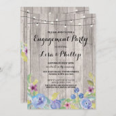 婚約パーティの素朴なシャワーの花の軽い招待 招待状 (正面/裏面)