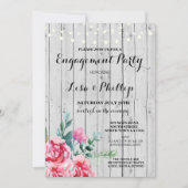 婚約パーティの素朴なシャワーの赤い花の招待 招待状 (正面)