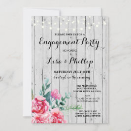 婚約パーティの素朴なシャワーの赤い花の招待 招待状