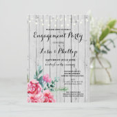 婚約パーティの素朴なシャワーの赤い花の招待 招待状 (スタンド正面)