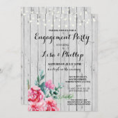 婚約パーティの素朴なシャワーの赤い花の招待 招待状 (正面/裏面)