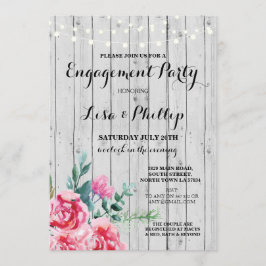 婚約パーティの素朴なシャワーの赤い花の招待 招待状