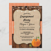 婚約パーティの素朴な木製のカボチャバーラップの秋 招待状 (正面/裏面)