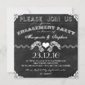 婚約パーティの黒い黒板の招待状 招待状 (正面)