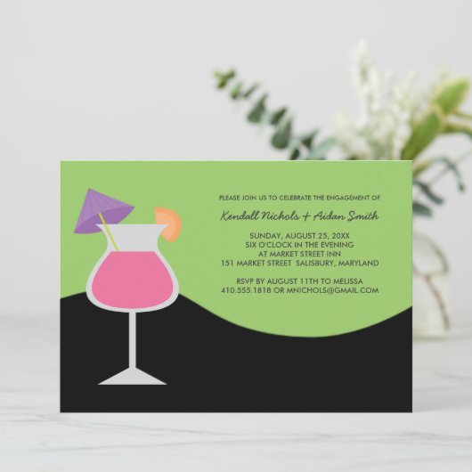 婚約パーティまたはカクテルパーティの招待状 招待状 (スタンド正面)