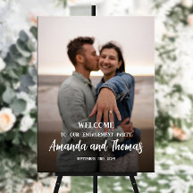 婚約パーティウェルカムサインと写真