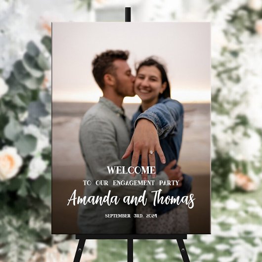 婚約パーティウェルカムサインと写真 ポスター