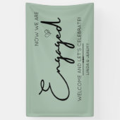 婚約パーティウェルカムバナーセージグリーン 横断幕 (縦)