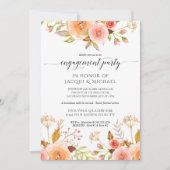 婚約パーティウォーターカラーフローラローズブーケ 招待状 (正面)